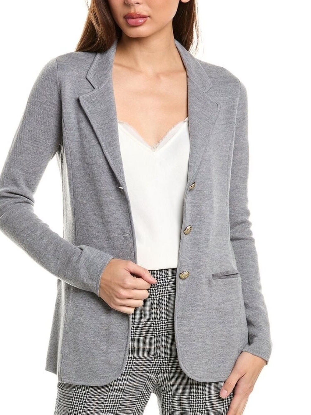 Bruno Magli Gray Wool Sweater Blazer